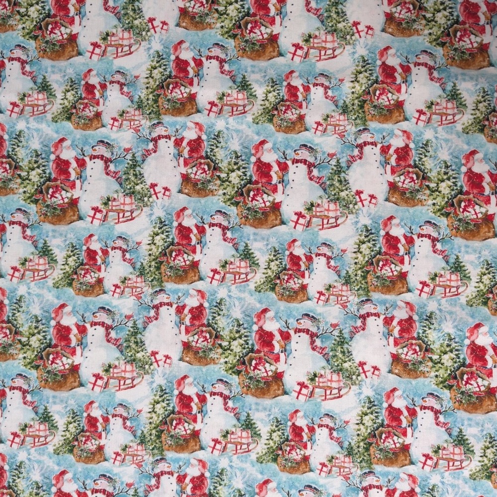 Susan Winget Santas Snowman Christmas Cotton Fabric CP72467 44in Wide 1 yard